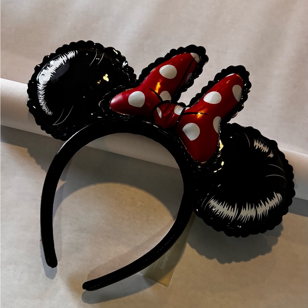 Black Ears Headband with Red Polka Dot Bow